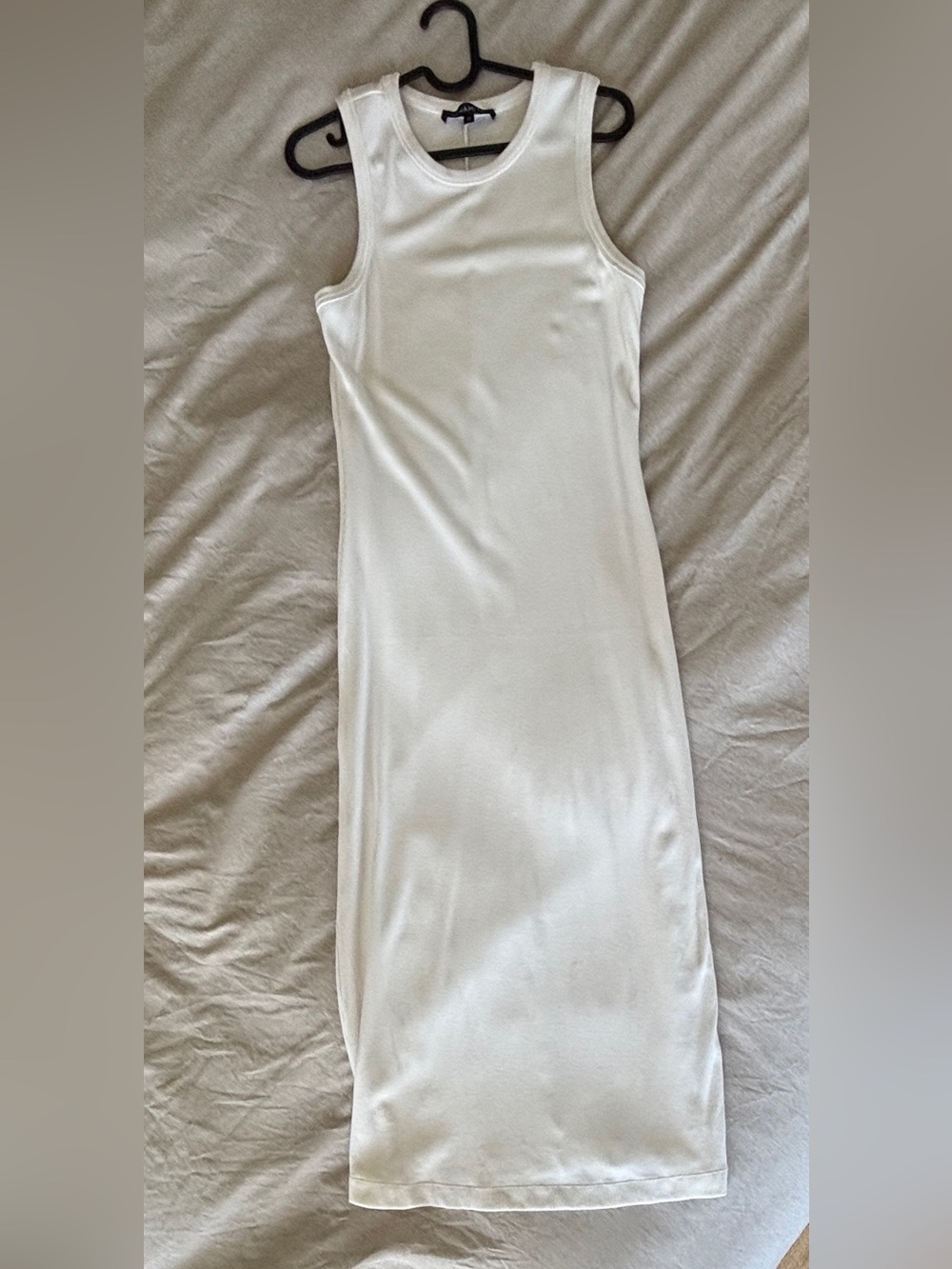 Dynamite White Sleeveless Body Sculpt Ribbed Tank Midi Dress
